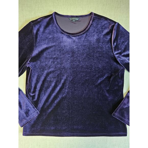 Lands’ End Purple Velvet Long Sleeve Top Size L (14-16) - Picture 1 of 8